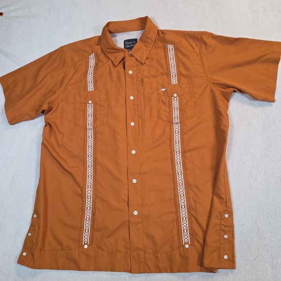 Texas Standard Other - Texas Standard Tejas Guayabera Shirt Mens XL Burnt Orange UT Color Austin Vented